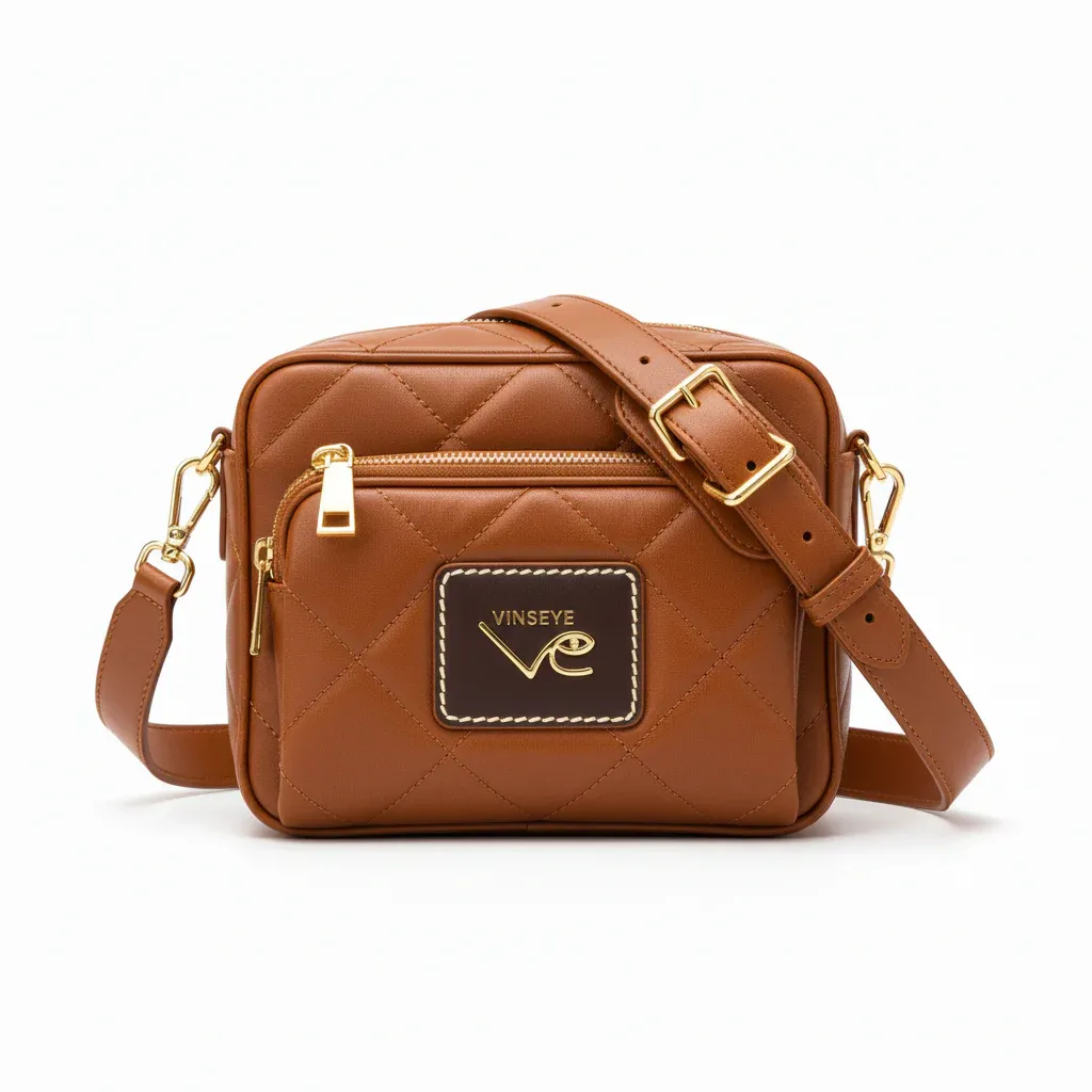 Sac à bandoulière Messager cuir marron doré Vinseye-influensse