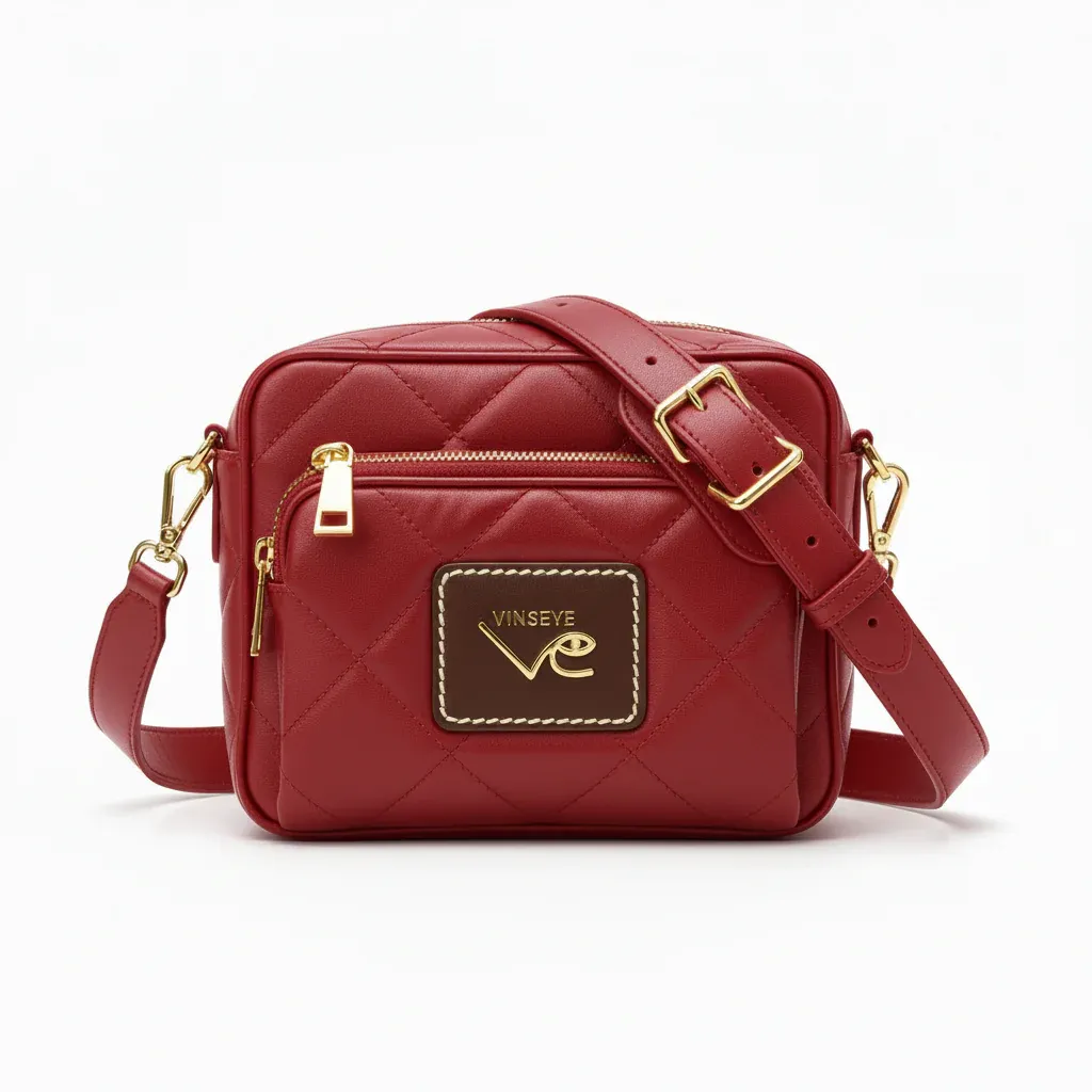 Sac à bandoulière Messager cuir rouge doré Vinseye-influensse