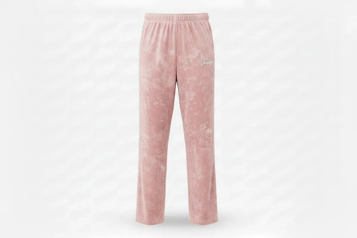 Pantalon Velours Stretch rose blanc Vinseye-influensse