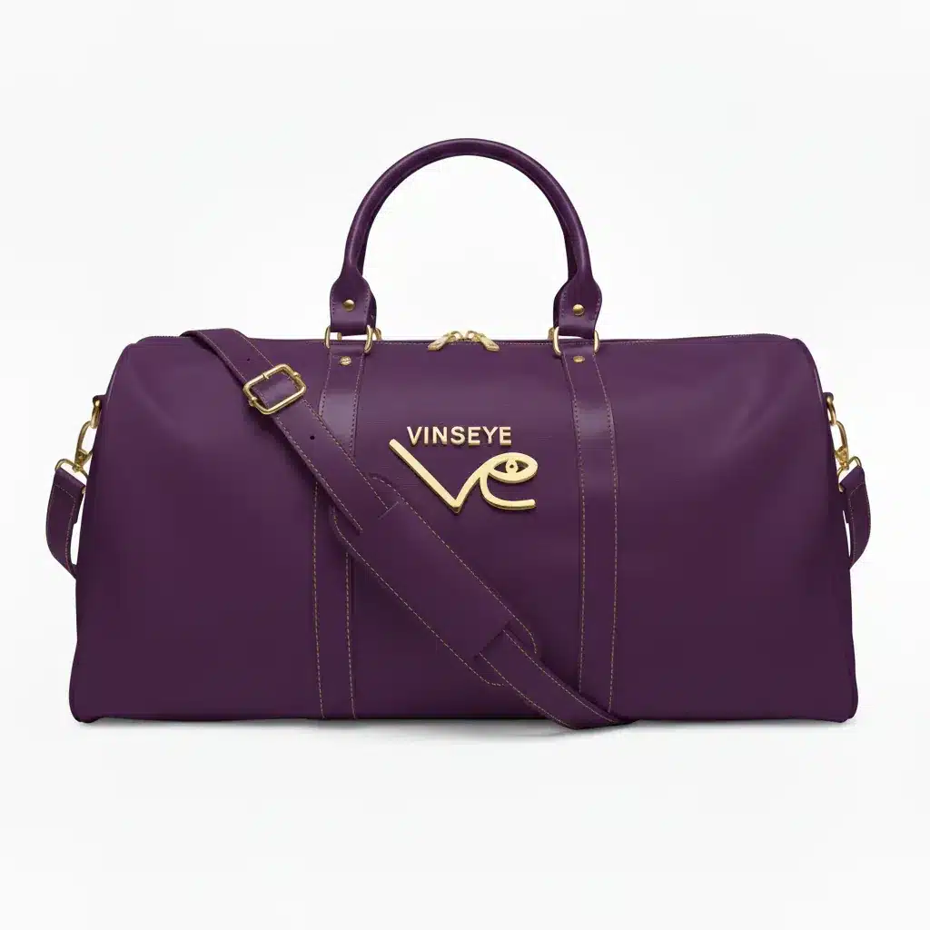 Sac de Voyage Cuir violet foncé doré Vinseye-influensse