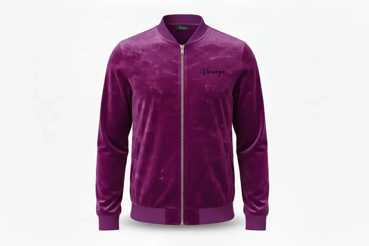 Veste Bomber Velours Stretch violet Vinseye-influensse