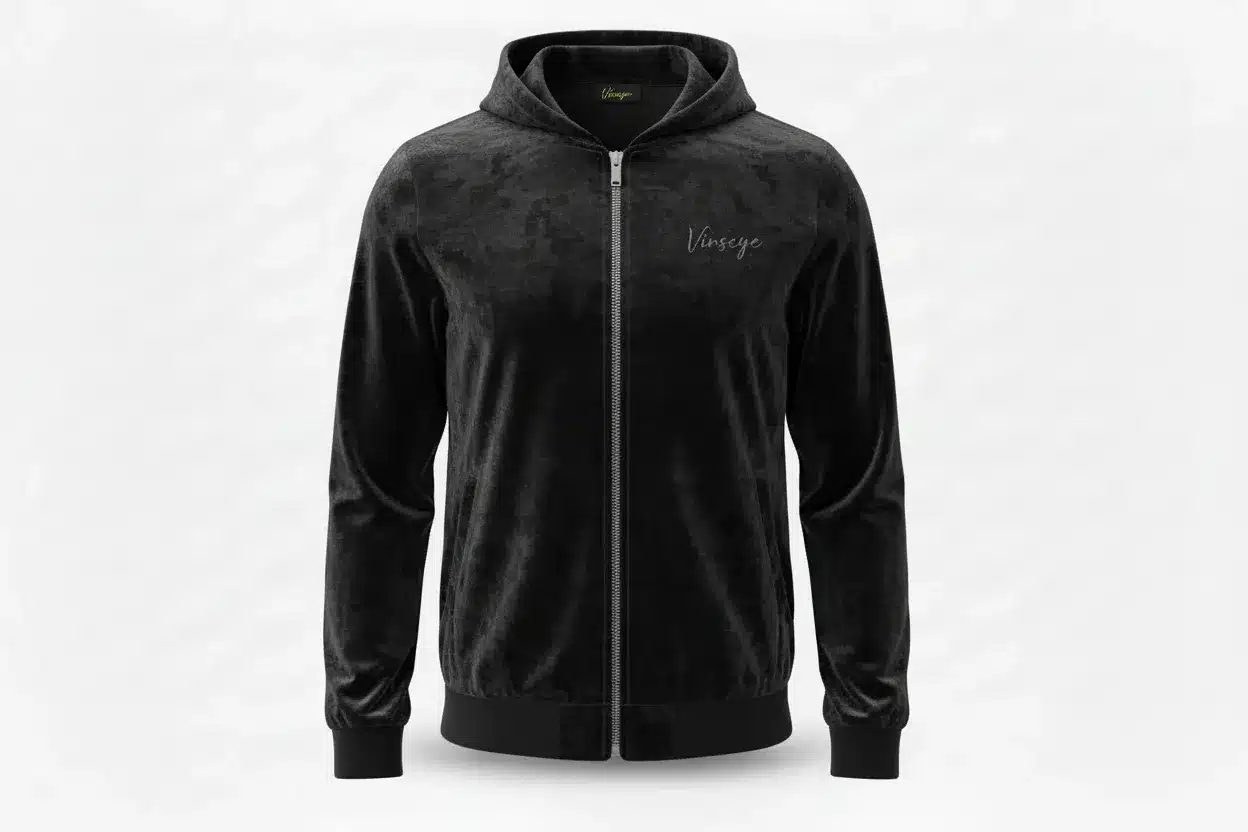 Veste à Capuche Velours noir gris Vinseye-influensse