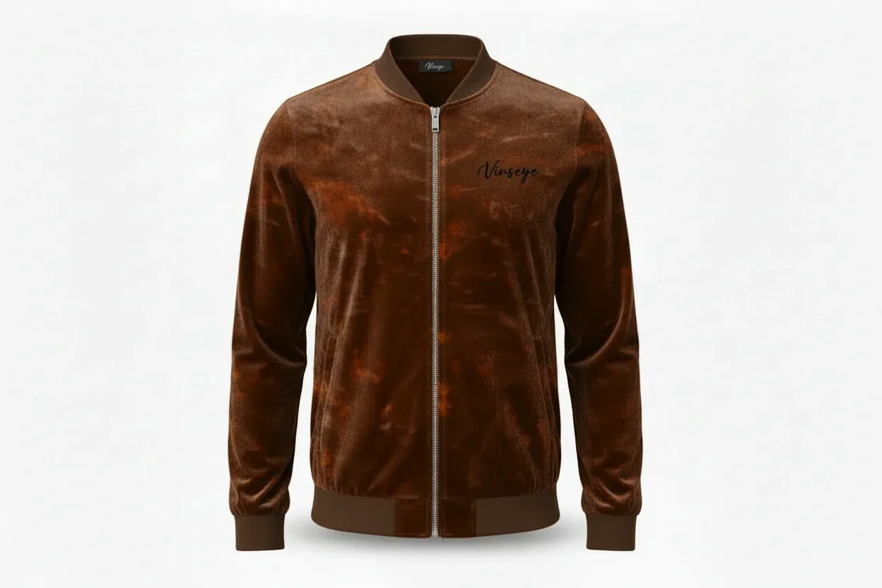 Veste Bomber Velours Stretch marron foncé Vinseye-influensse