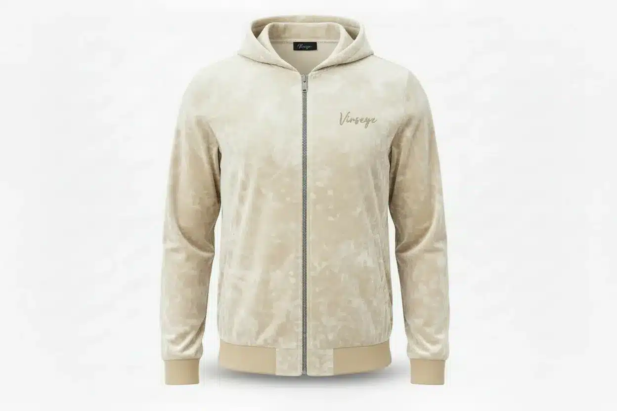 Veste à Capuche Velours blanc cassé Vinseye-influensse