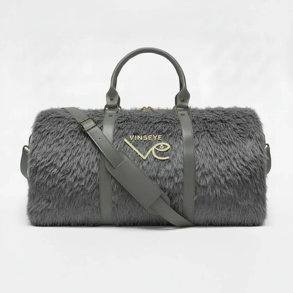 Sac de Voyage fourrure poils longs gris doré Vinseye-influensse