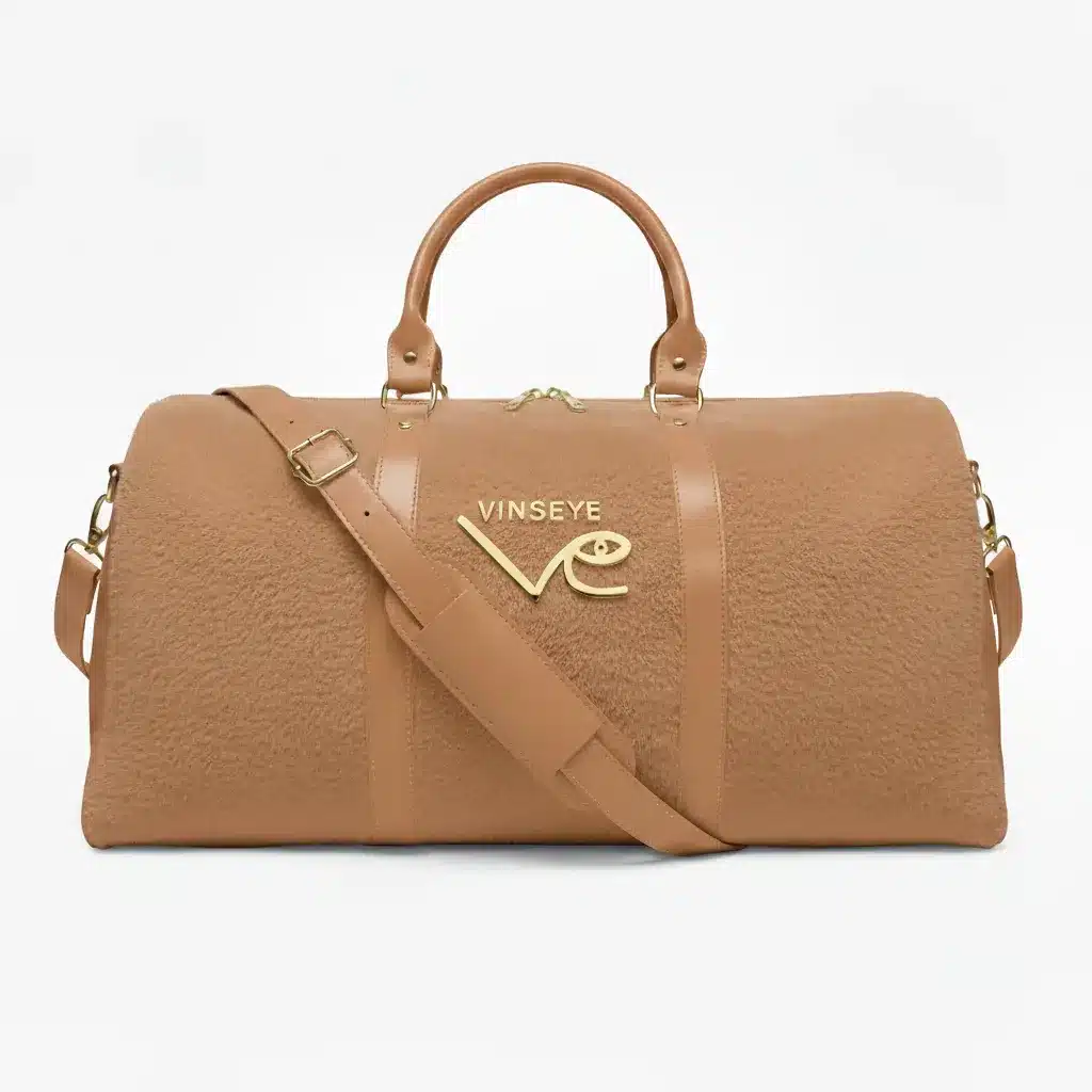 Sac de Voyage fourrure poils courts marron clair doré Vinseye-influensse