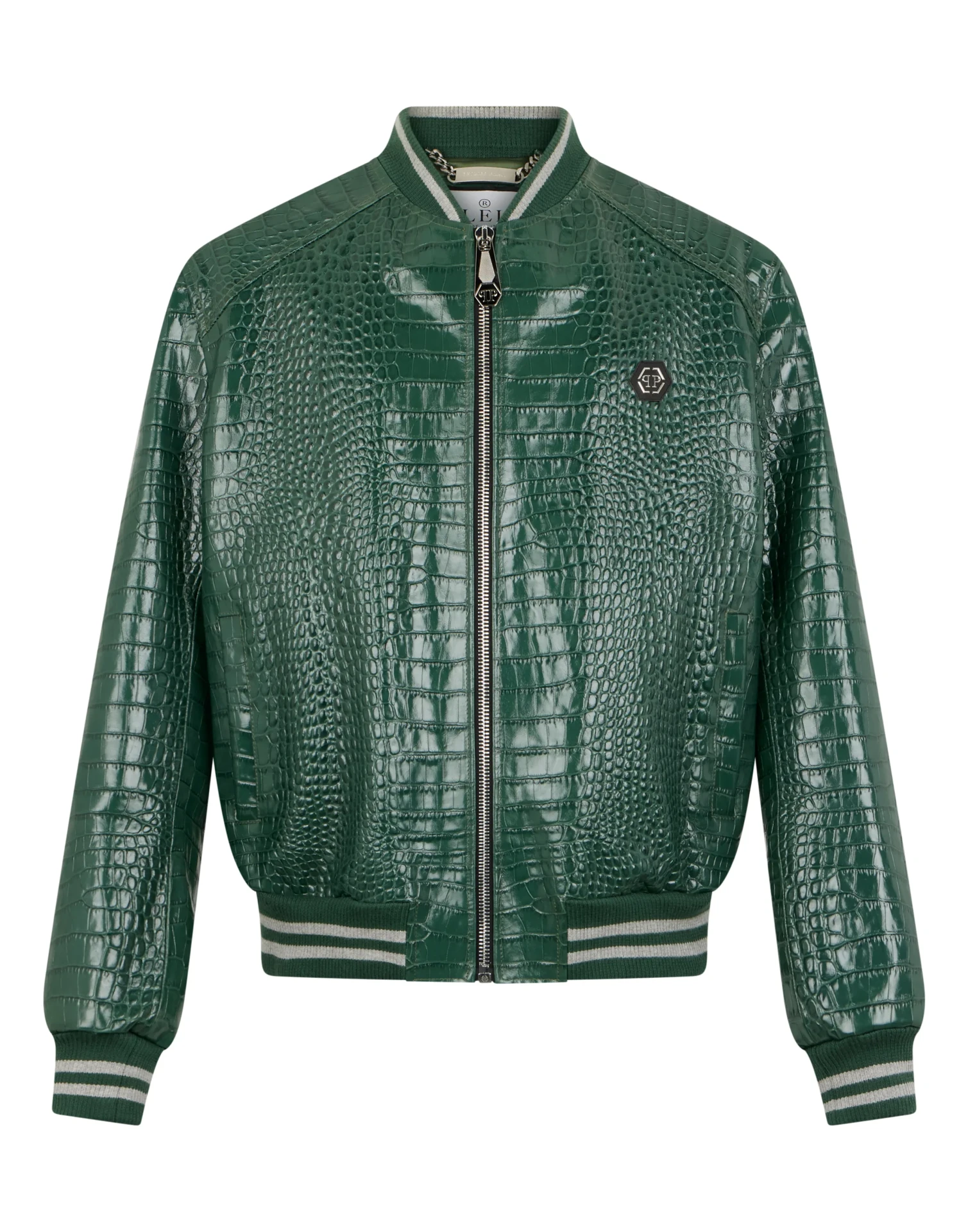 Blouson croco cuir vert Philipp Plein-influensse