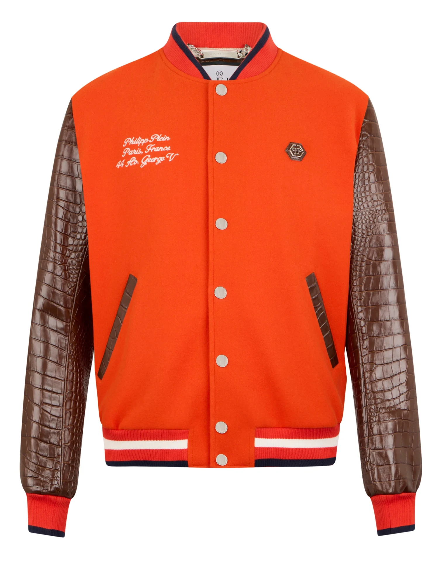 Blouson Varsity Paris croco orange Philipp Plein-influensse