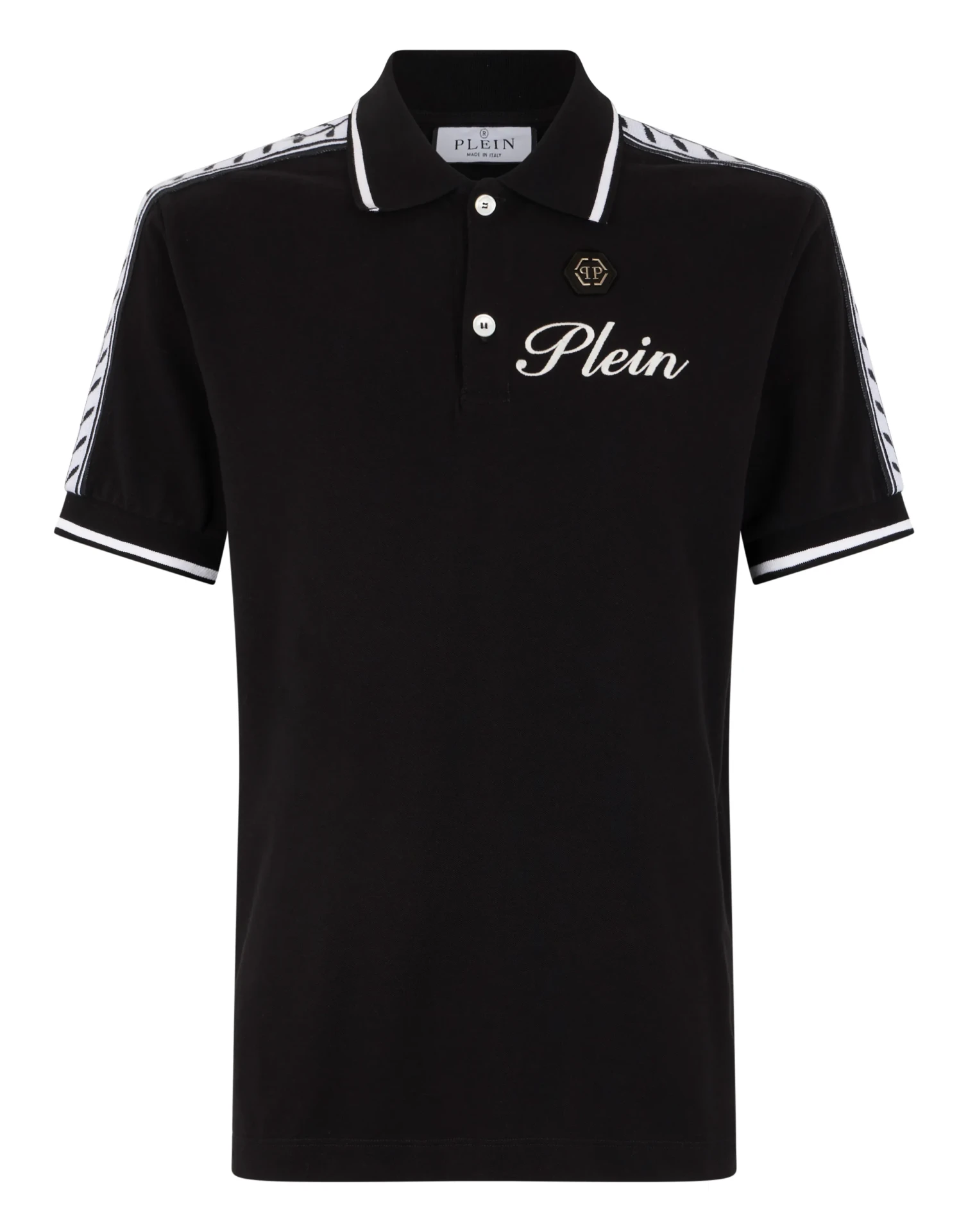Polo coton piqué Tennis noir Philipp Plein-influensse