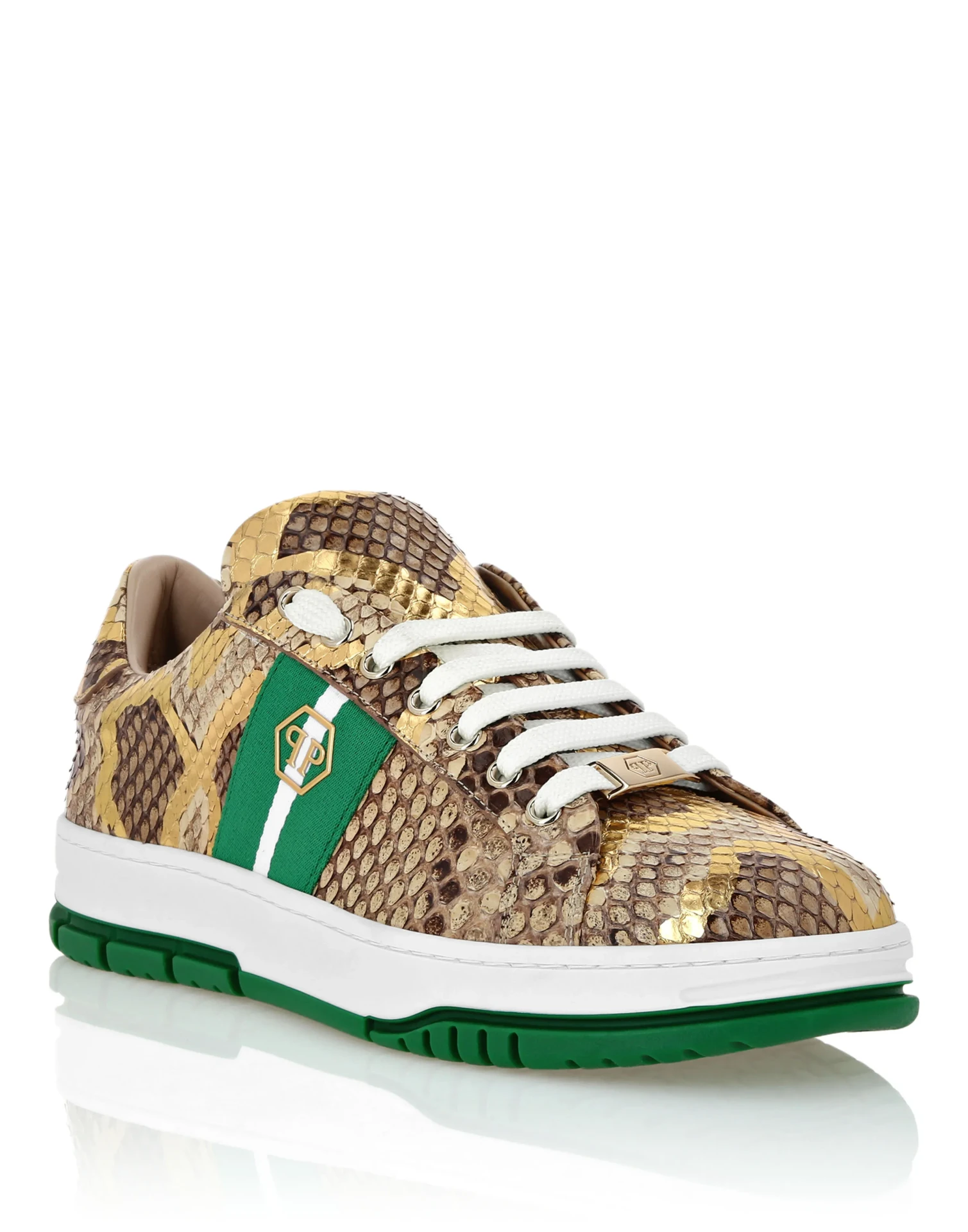 Baskets low top rayures cuir python marron Philipp Plein-influensse