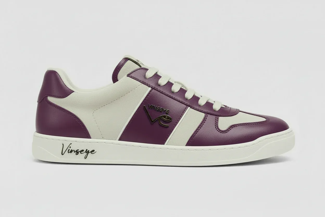 Sneaker Low top 3D cuir violet daim blanc Vinseye-influensse