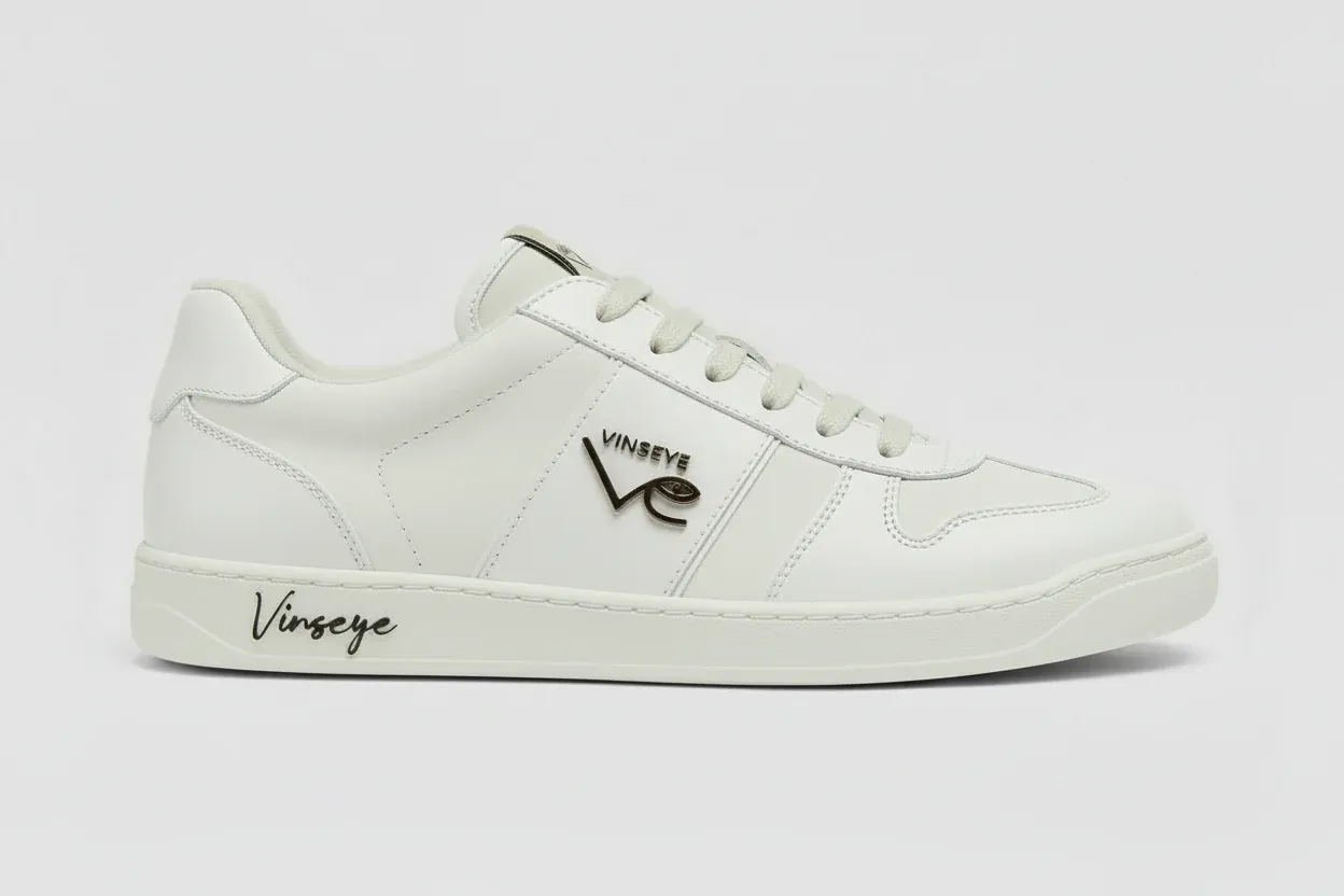 Sneaker Low top 3D cuir daim blanc Vinseye-influensse