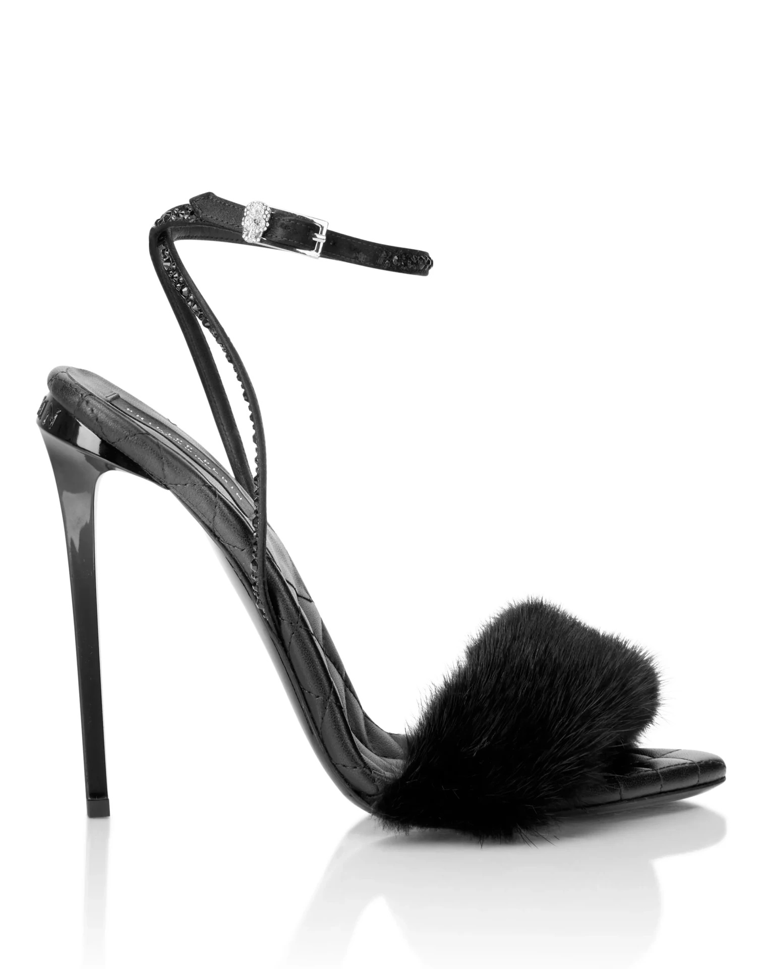 Escarpins fourrure vison strass 12 noir Philipp Plein-influensse