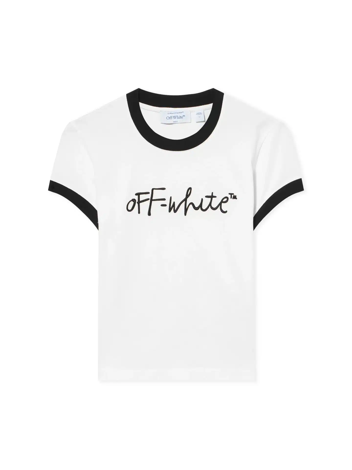 T-shirt ajusté Script brodé blanc noir Off-White-influensse