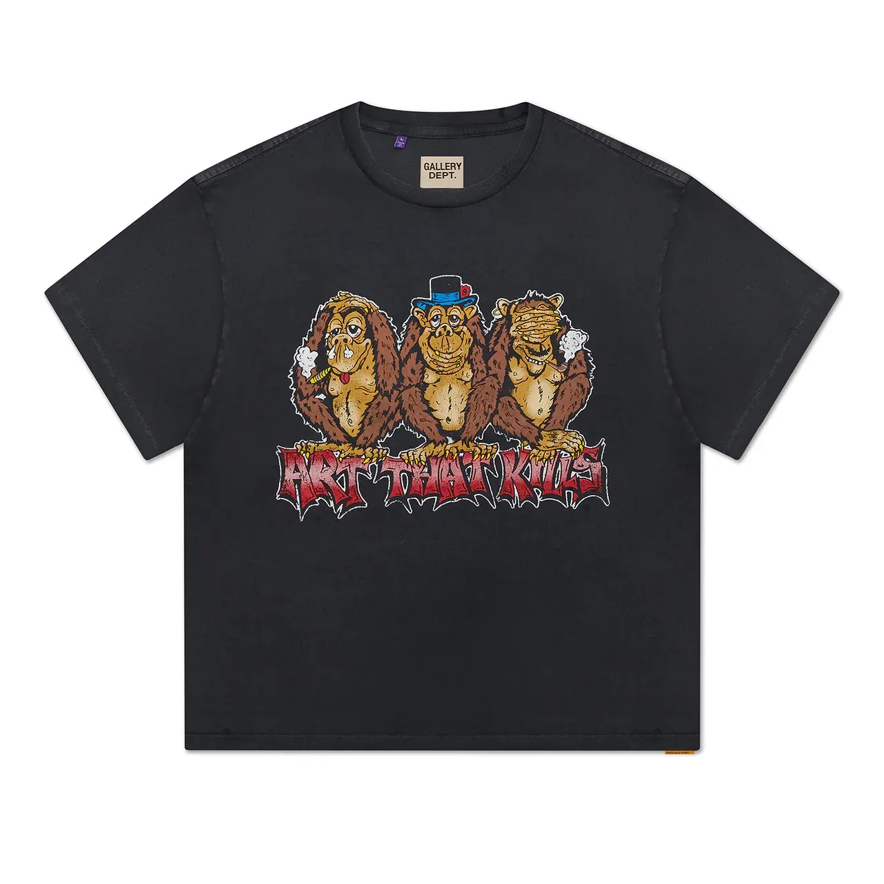 Tee-shirt de luxe See No Evil noir vintage Gallery Dept.-influensse