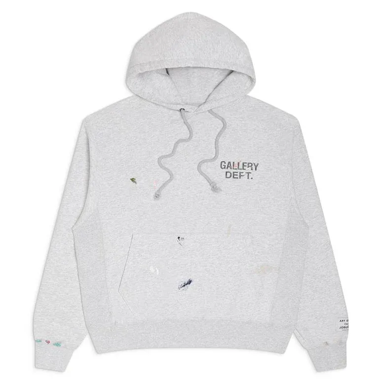 Sweat à capuche luxe logo GD Paint gris clair Gallery Dept.-influensse