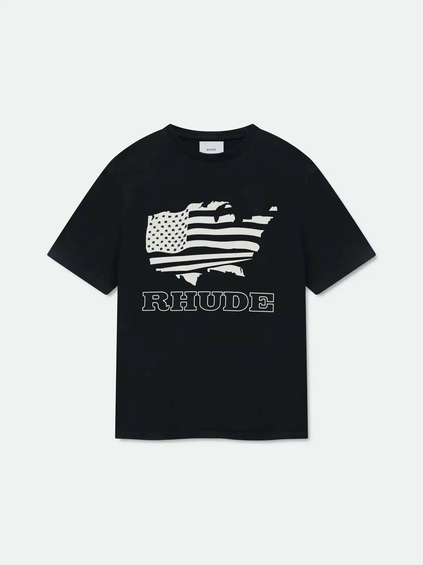 T-shirt Bannière coton noir Rhude-influensse