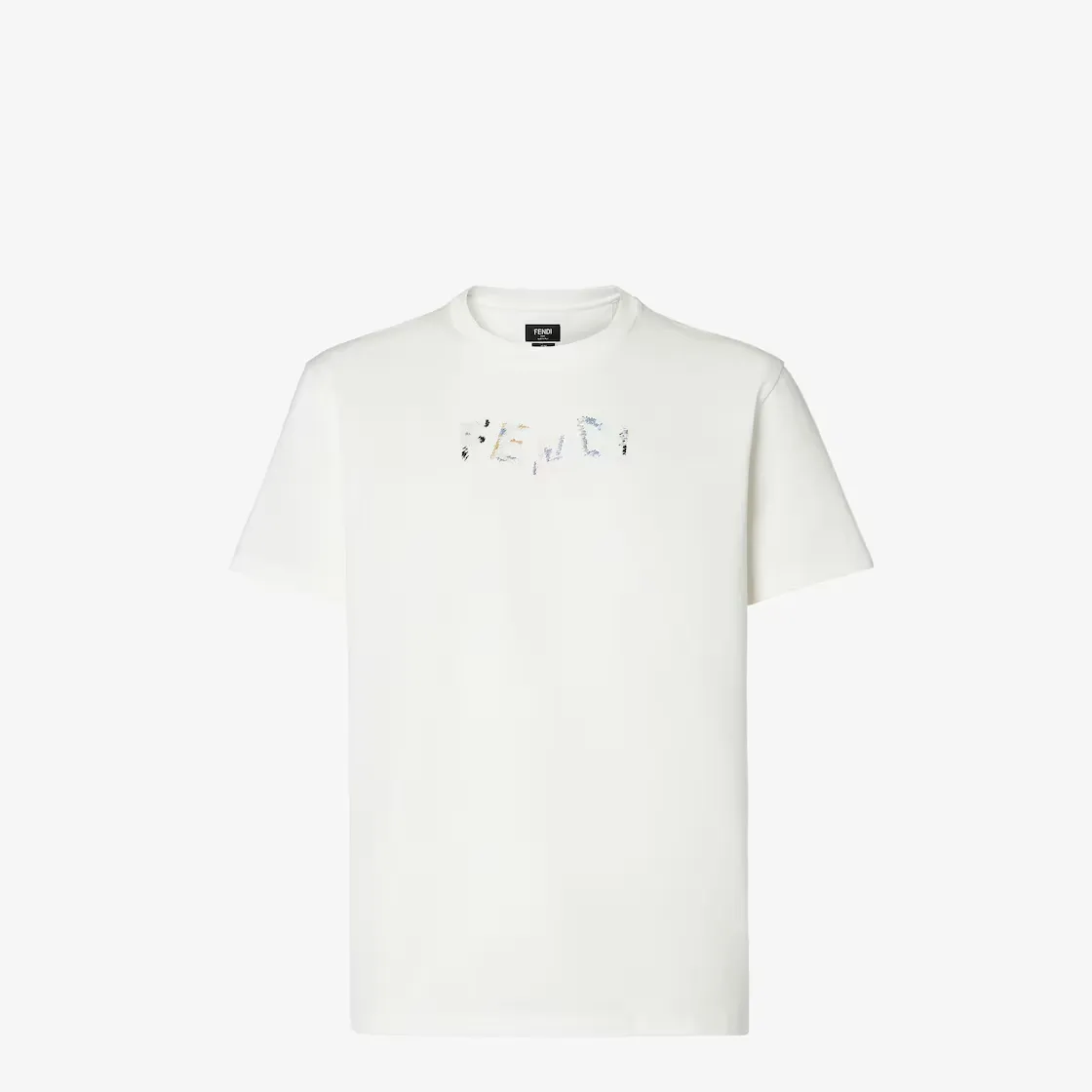 T-shirt Homme luxe logo brodé coton blanc Fendi-influensse