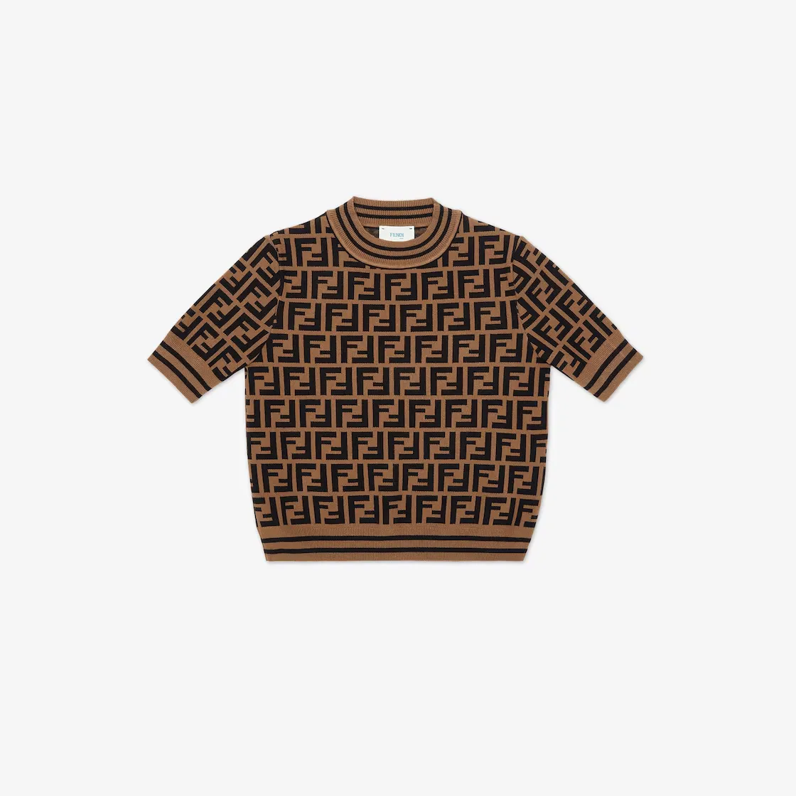 Haut Fille FF maille marron Fendi-influensse