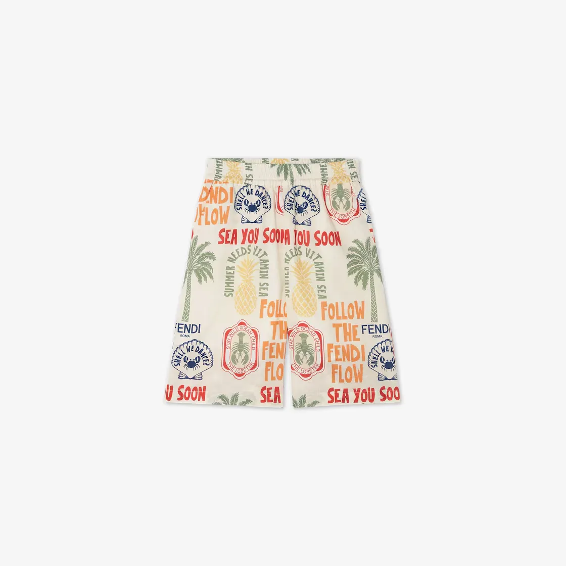 Bermuda Enfant Tropical lin beige multicolore Fendi-influensse