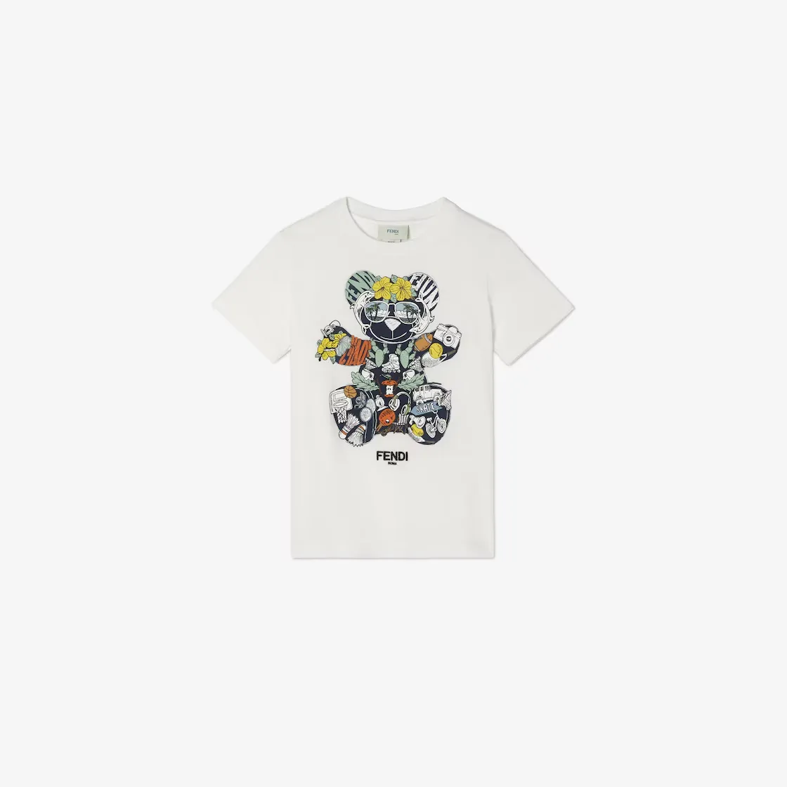 T-shirt enfant Bear coton blanc Fendi-influensse