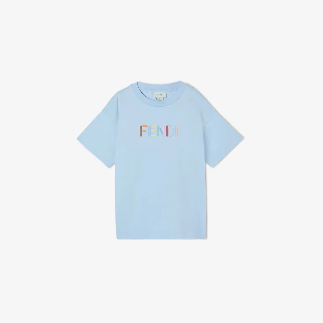 T-shirt Enfant brodé coton bleu clair Fendi-influensse