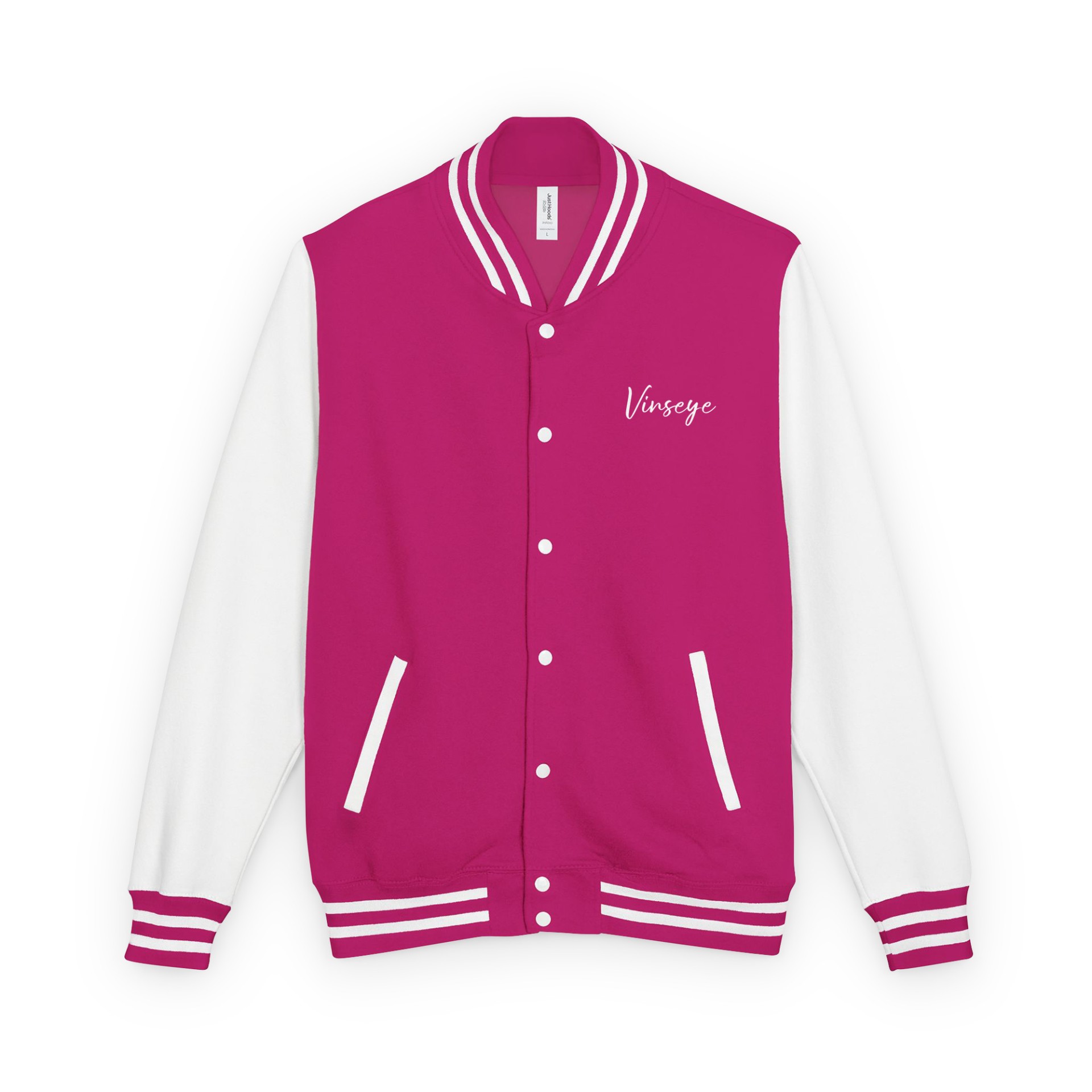 Veste Varsity Signature Pain made me rose blanc Vinseye-influensse