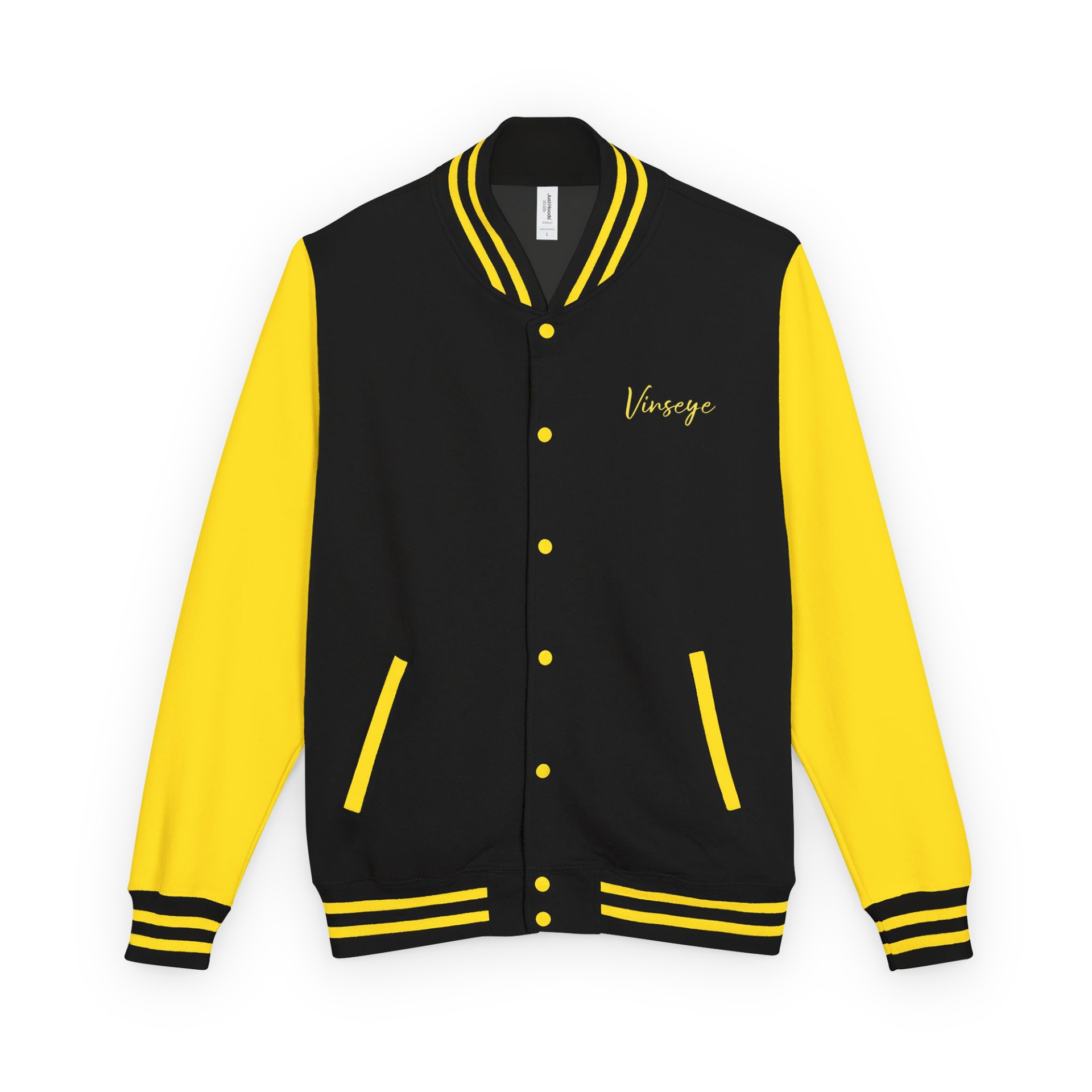 Veste Varsity Signature Pain made me noir jaune Vinseye-influensse