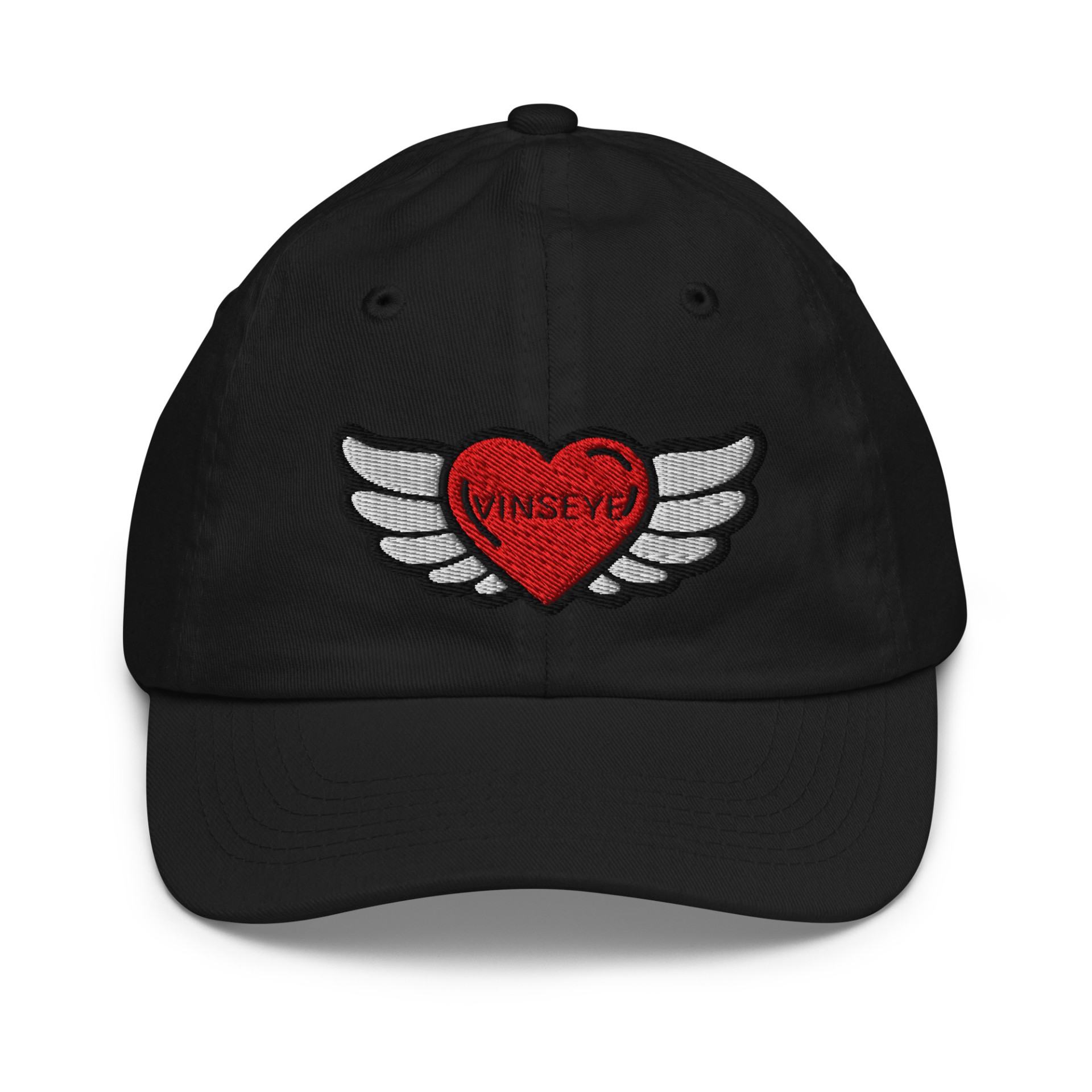 Casquette baseball adolescent Heart Angel noir Vinseye-influensse