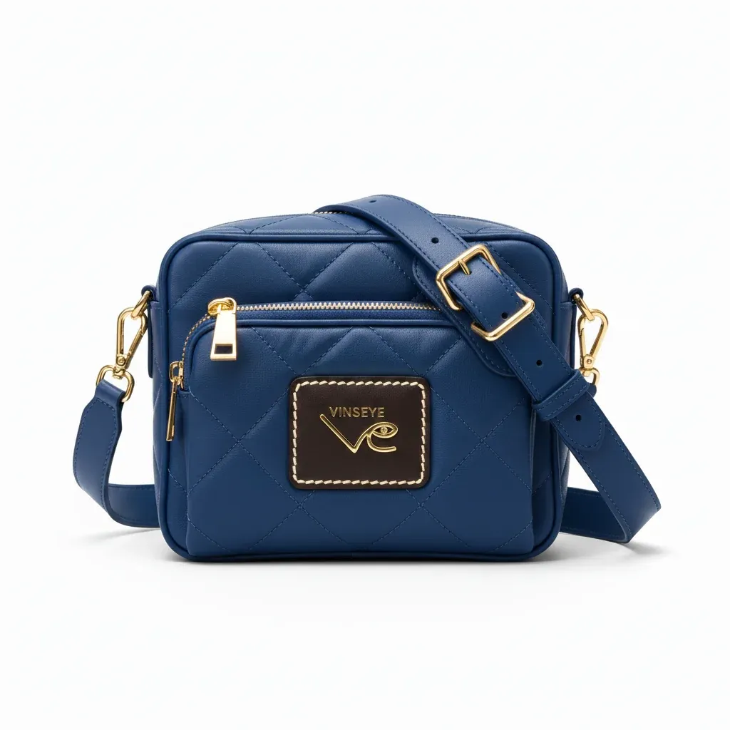 Sac à bandoulière Messager cuir bleu royal doré Vinseye-influensse