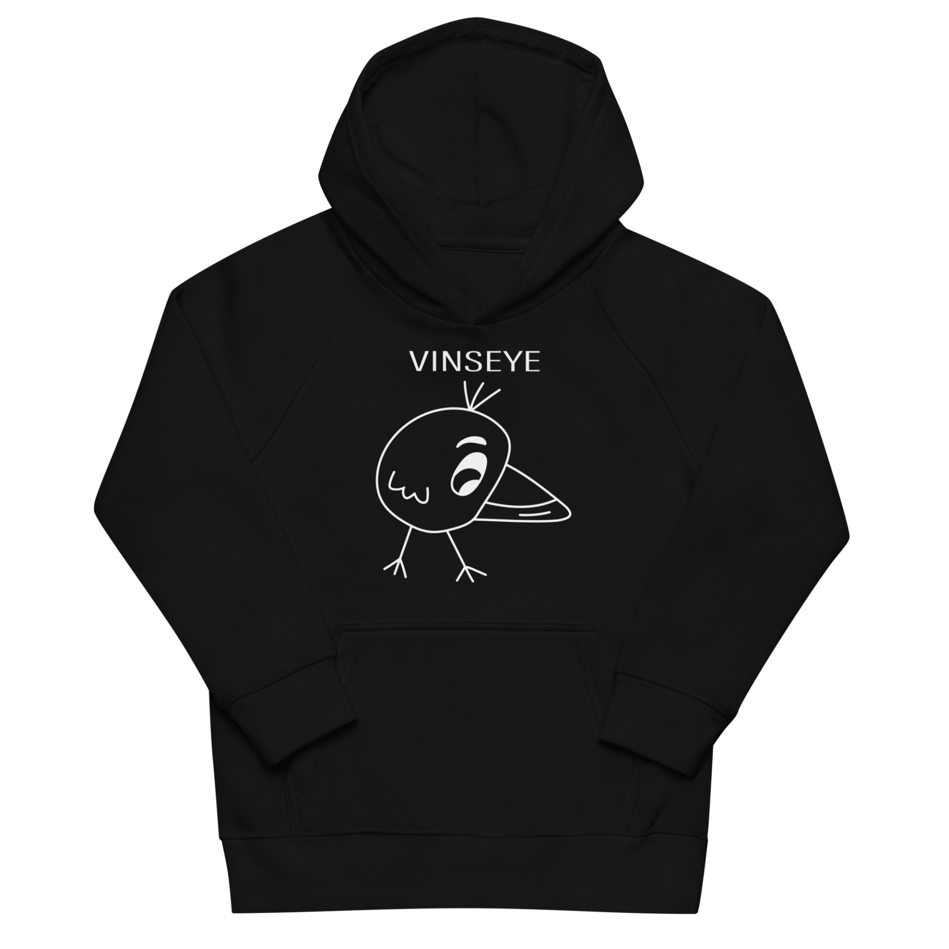 Sweat à capuche éco Enfant Bird noir Vinseye-influensse