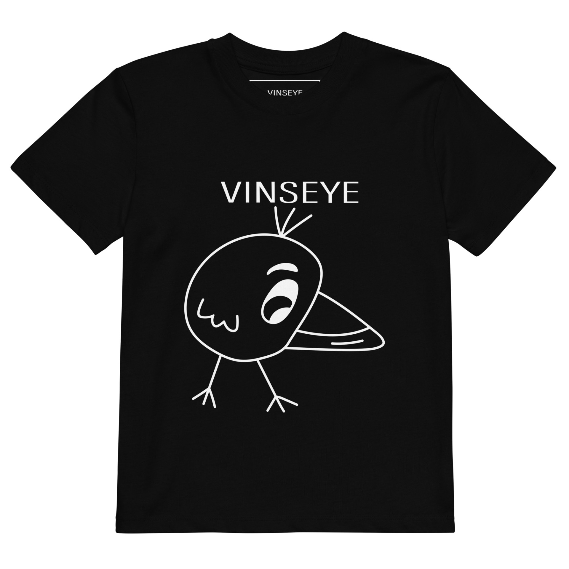 T-shirt Enfant classic Bird coton bio noir Vinseye-influensse