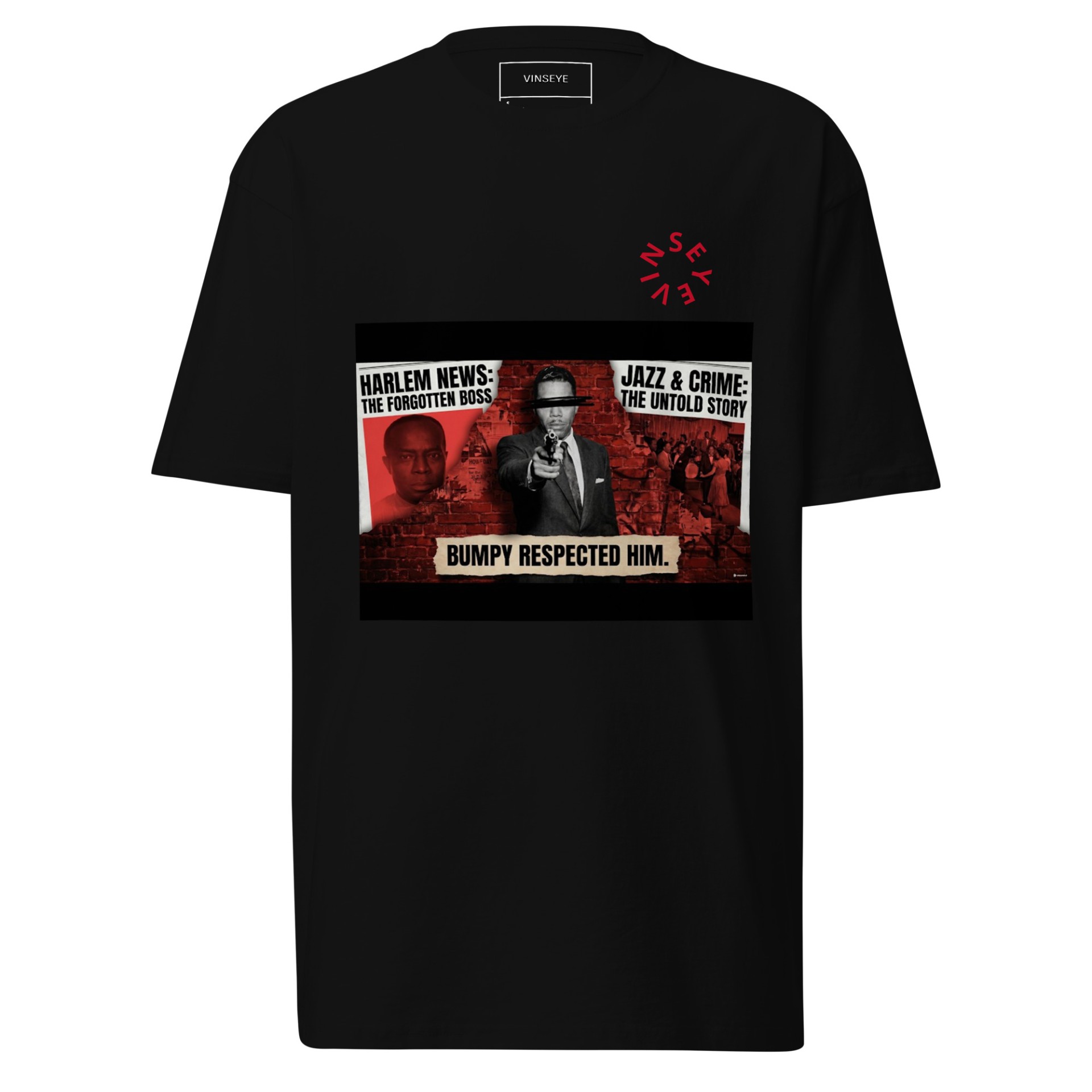 Tee homme épais Harlem News noir Vinseye-influensse