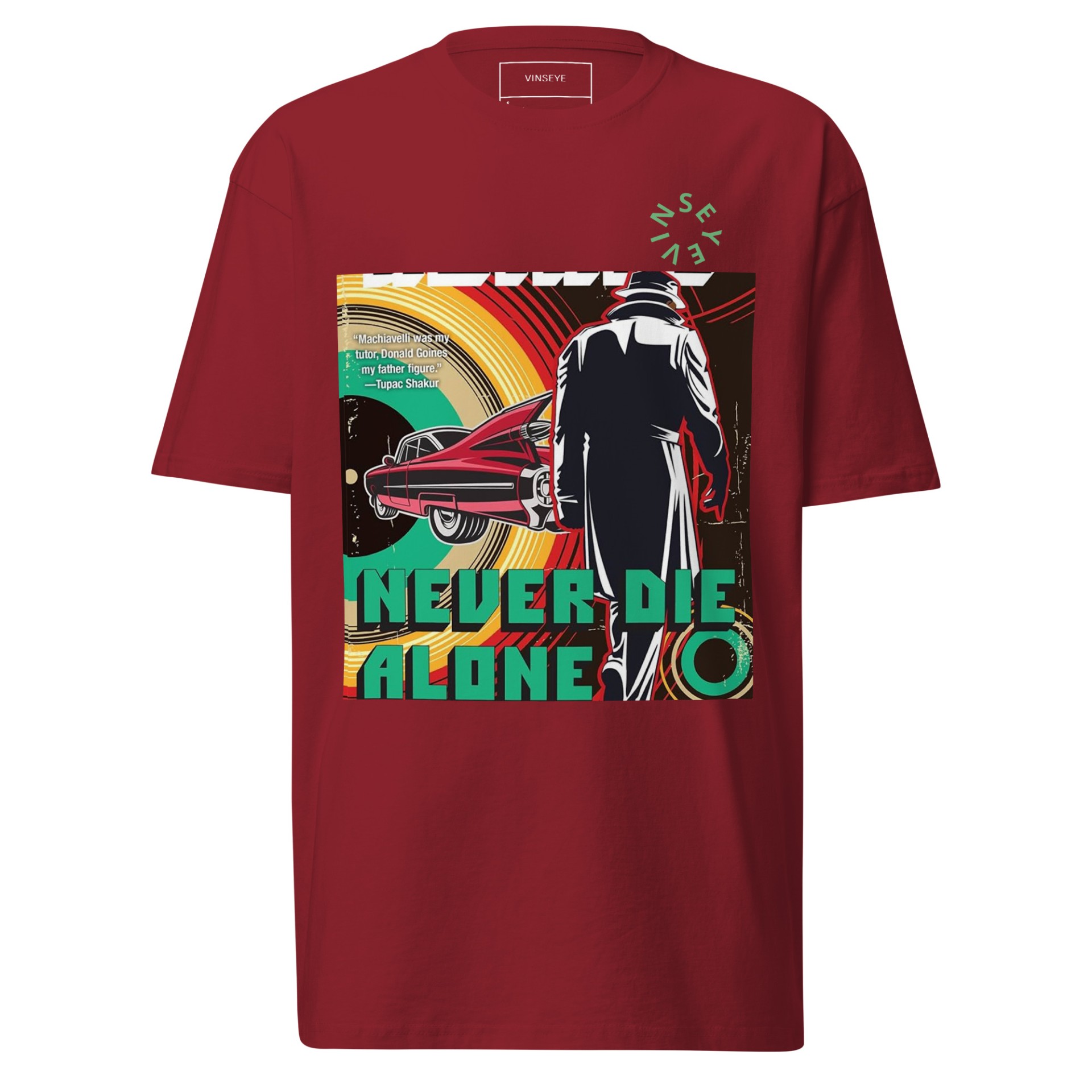 Tee homme épais Never Die Alone rouge brique Vinseye-influensse