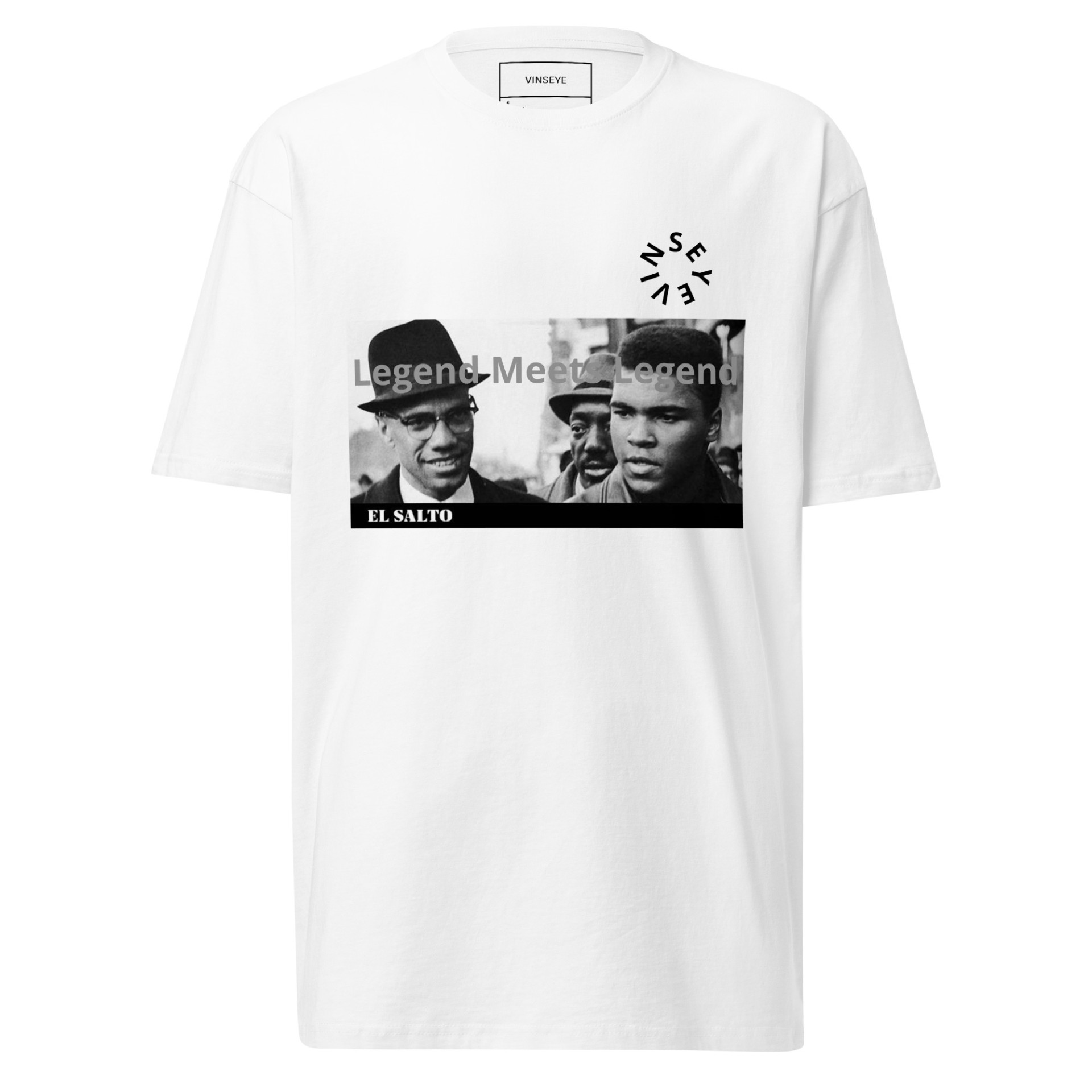 Tee homme épais Legend Meets Legend blanc Vinseye-influensse