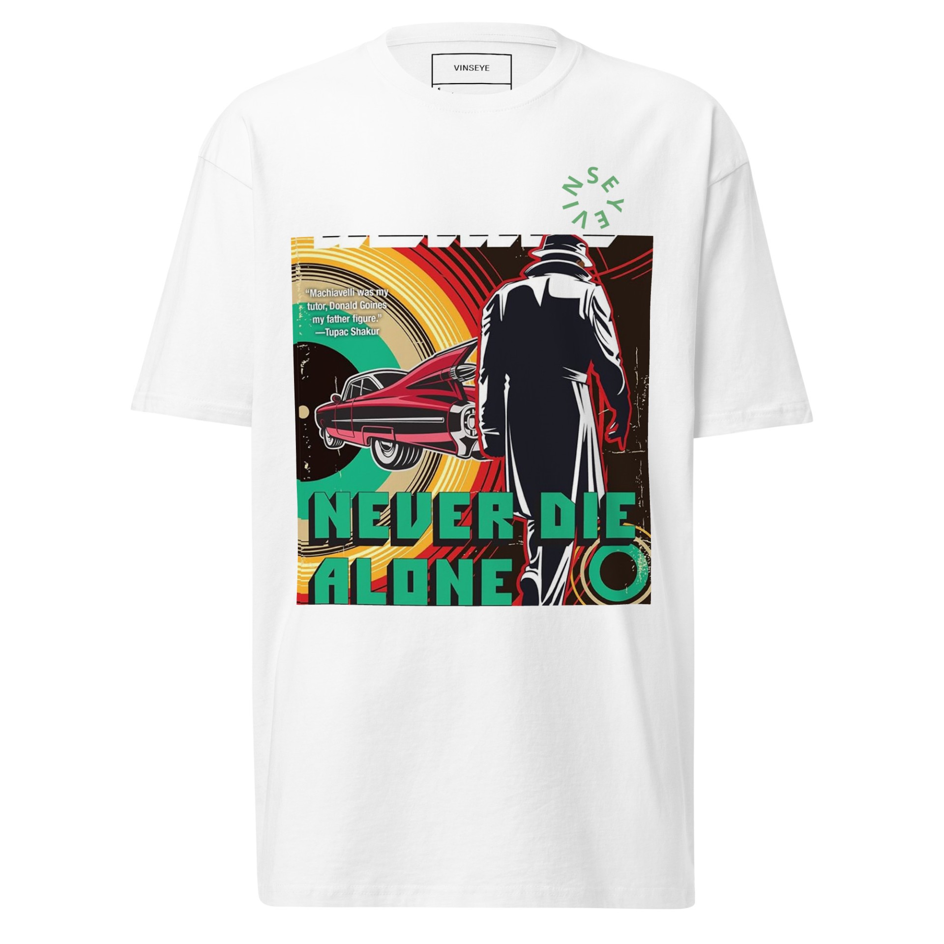 Tee homme épais Never Die Alone blanc Vinseye-influensse