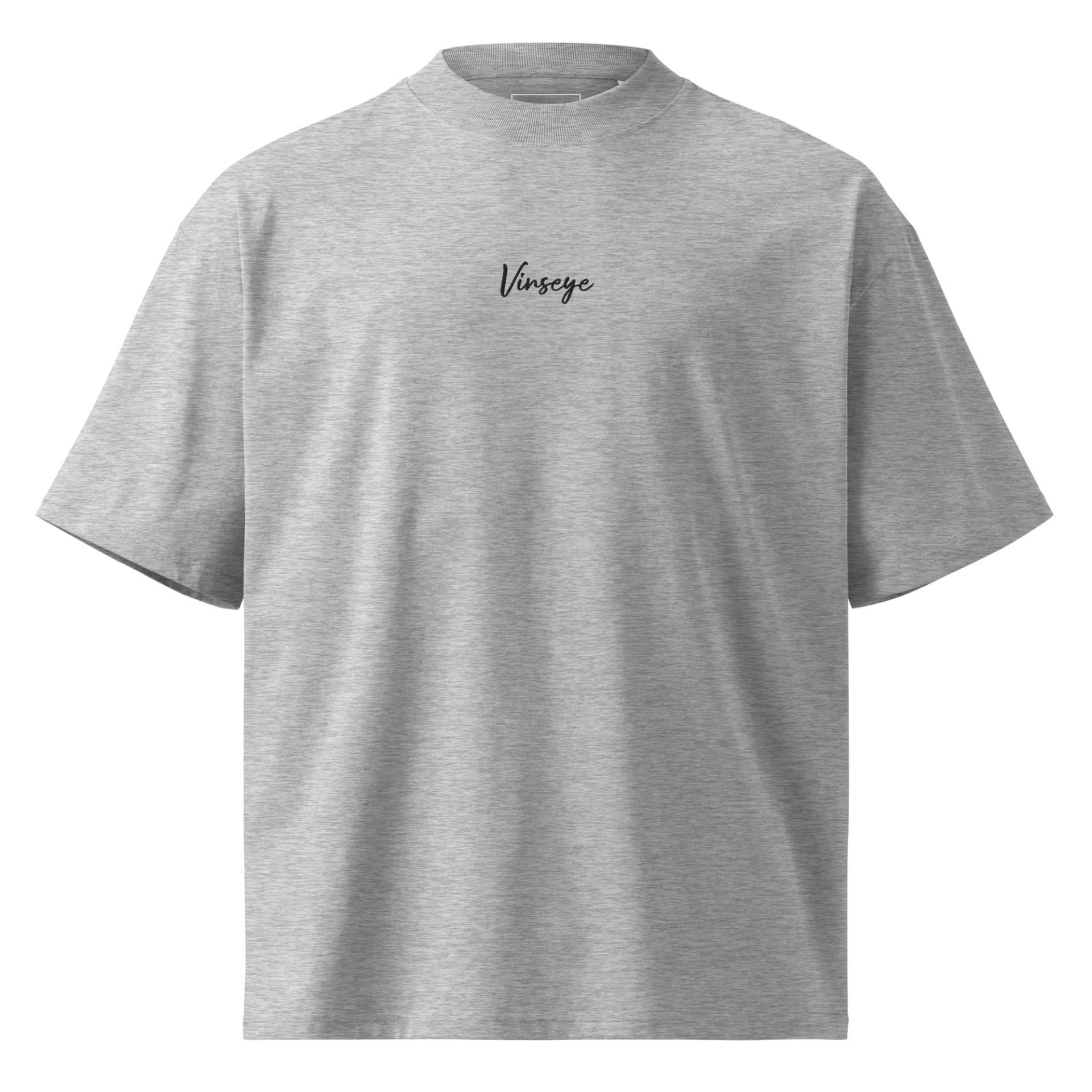 T-shirt col montant écologique Logo Signature heather grey noir Vinseye-influensse