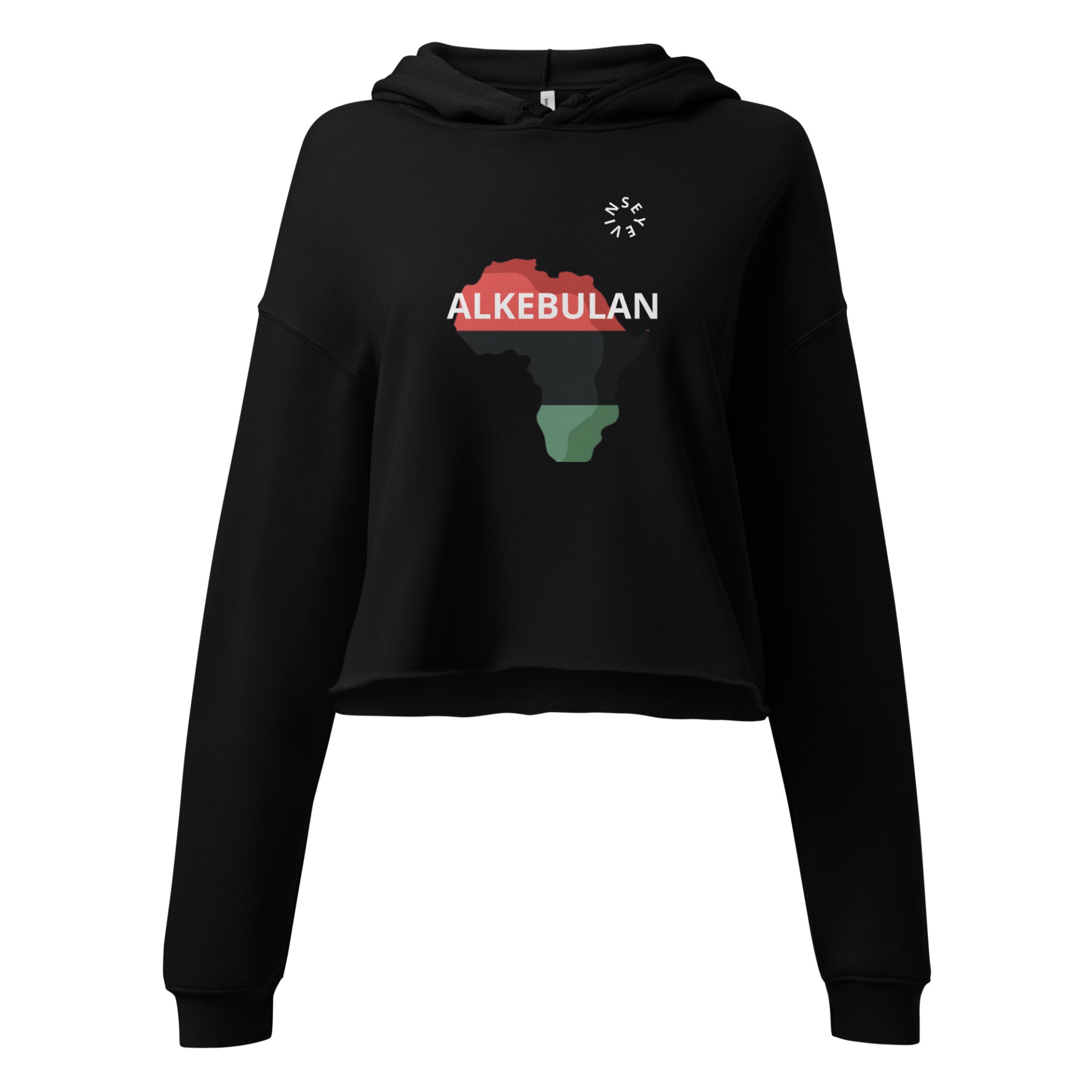 Sweat à capuche crop Alkebulan noir Vinseye-influensse