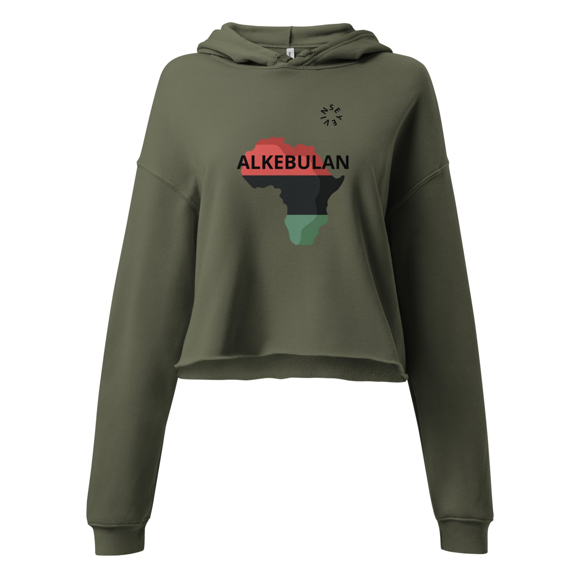 Sweat à capuche crop Alkebulan vert militaire Vinseye-influensse