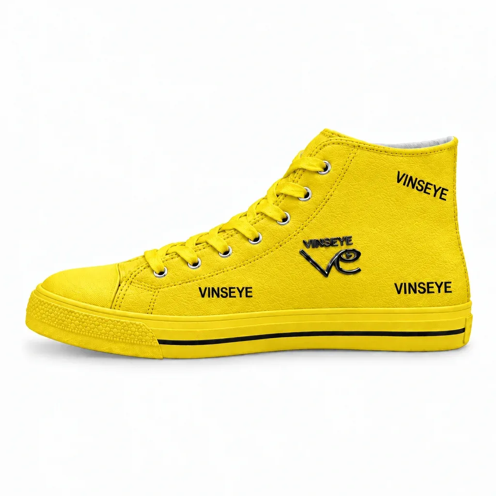 Sneaker High Top Insoumi cuir grainé jaune vif Vinseye-influensse
