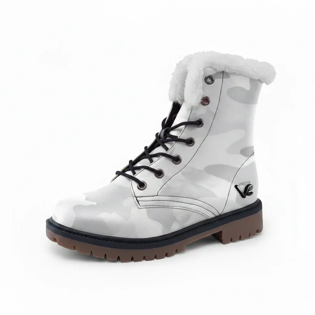 Bottes Hiver Chuka Comfort cuir Camo blanc Vinseye-influensse