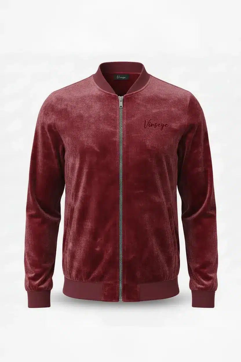Veste Bomber Velours Stretch Bordeaux Vinseye-influensse