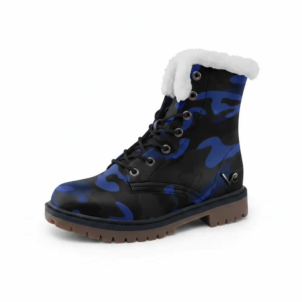 Bottes Hiver Chuka Comfort cuir Camo bleu Vinseye-influensse