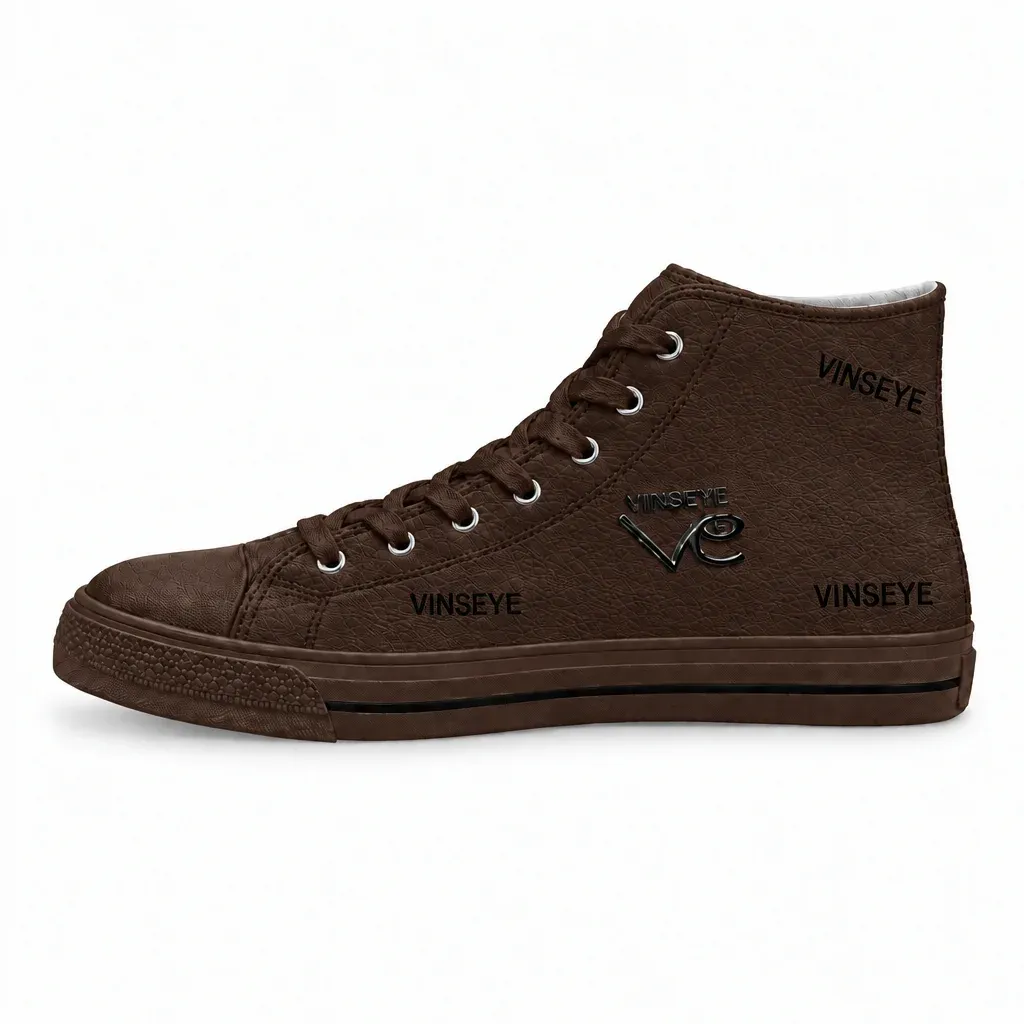 Sneaker High Top Insoumi cuir grainé marron foncé Vinseye-influensse