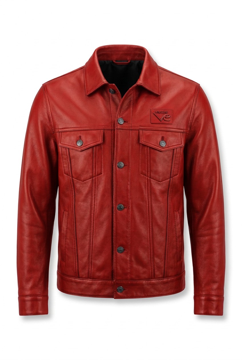 Veste Homme luxe Walk DMC cuir alizarin Vinseye-influensse