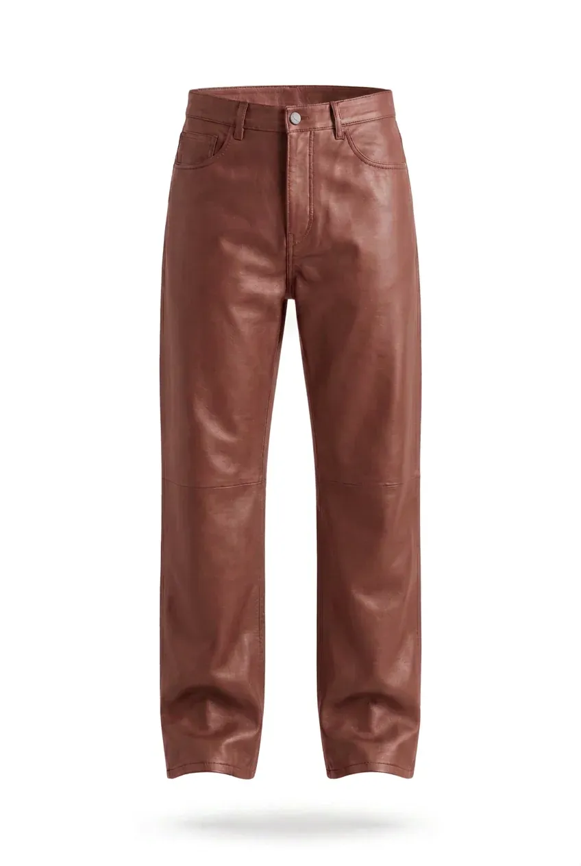 Pantalon Homme luxe Walk DMC cuir roof terracotta Vinseye-influensse