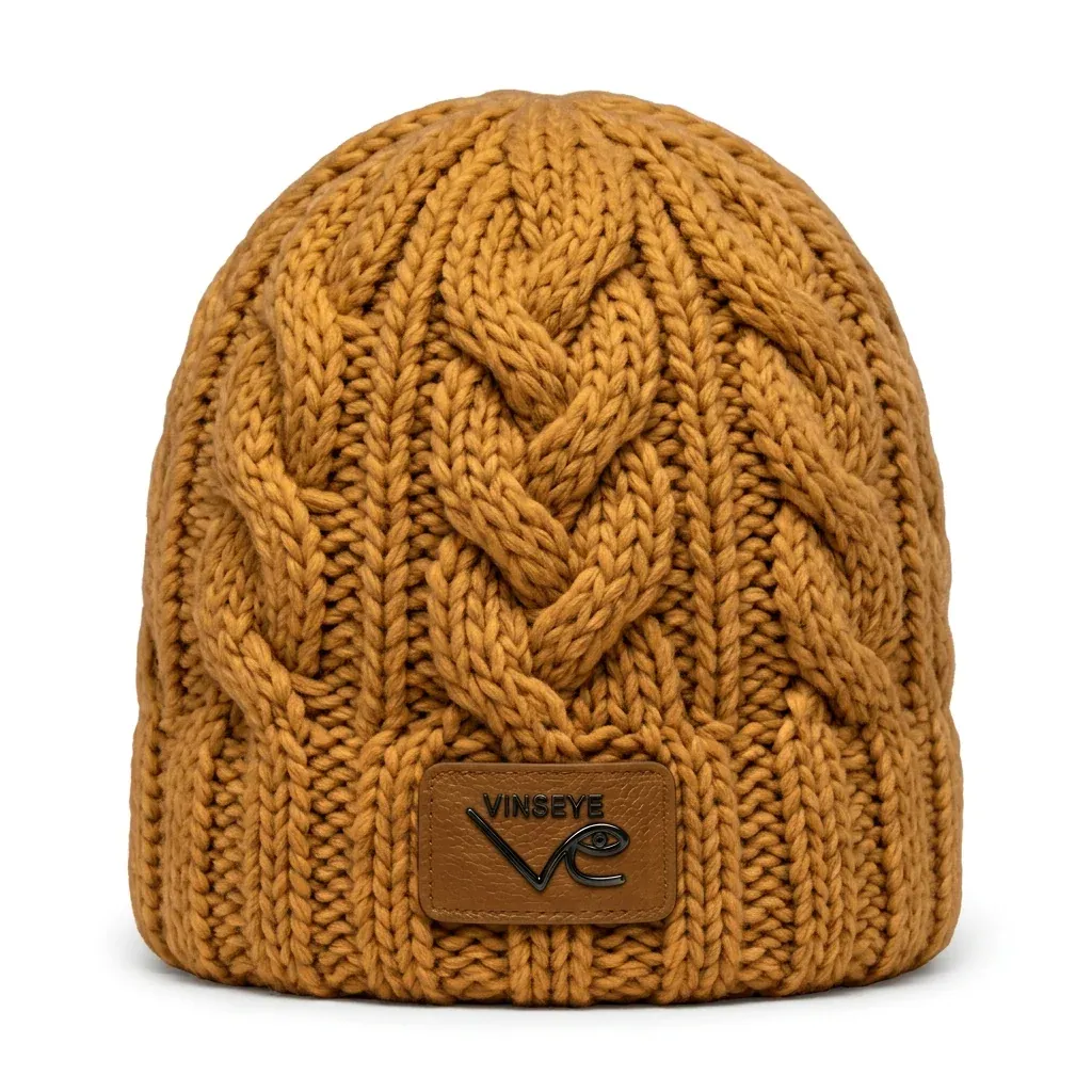 Bonnet en laine épaisse torsadée rich gold Vinseye-influensse