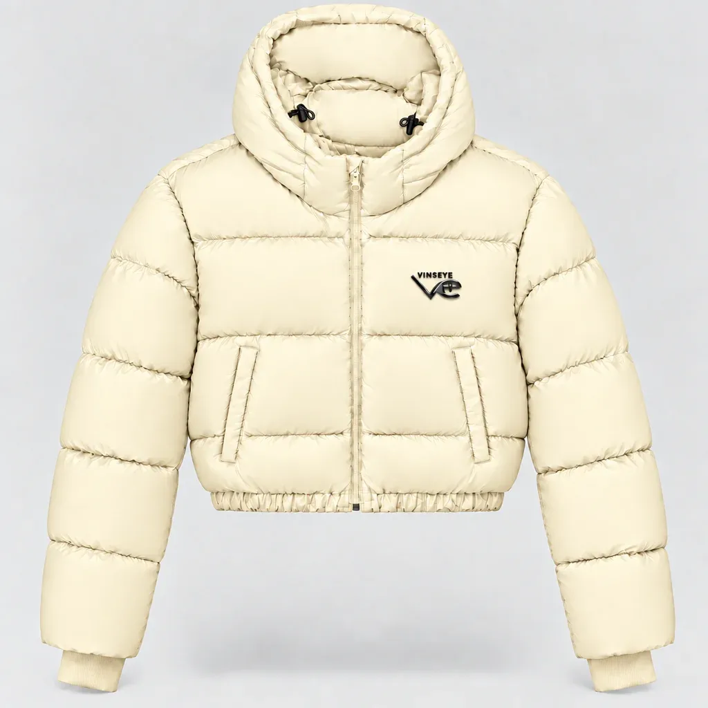 Doudoune à capuche cropped Puffer LTD white apricot Vinseye-influensse