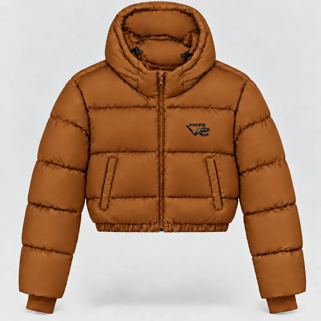 Doudoune à capuche cropped Puffer LTD rich gold Vinseye-influensse