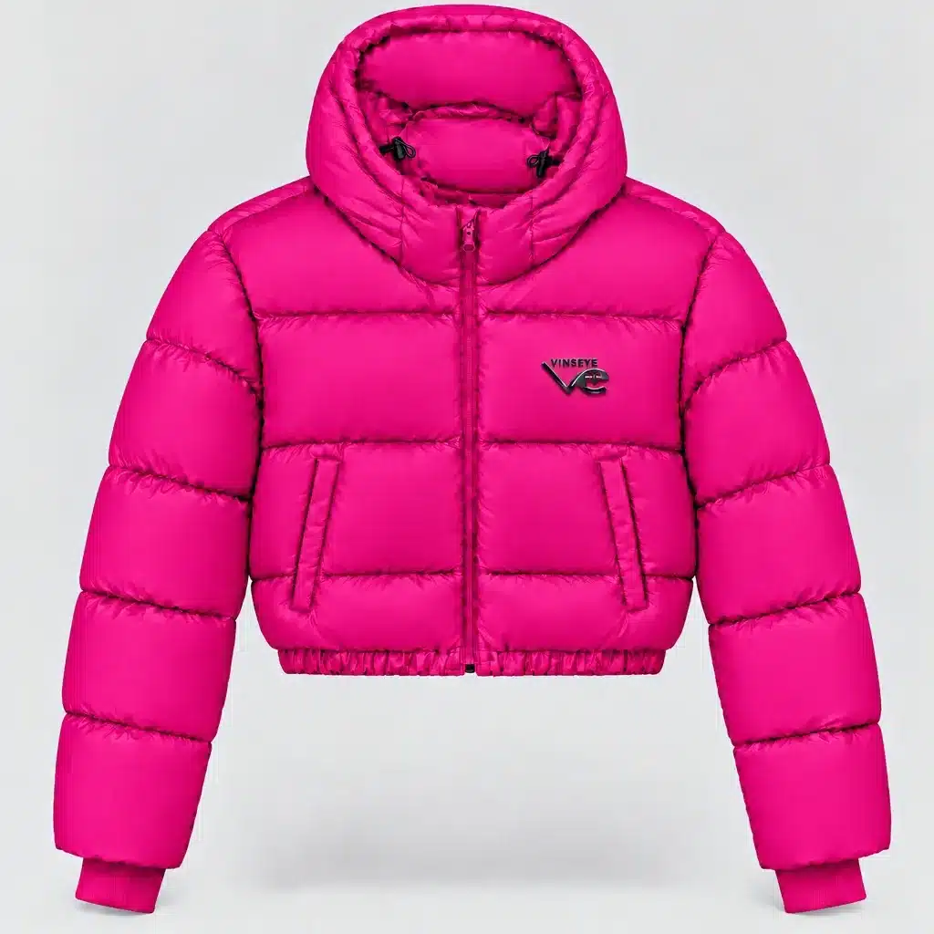 Doudoune à capuche cropped Puffer LTD violet red Vinseye-influensse